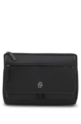 Structured twill shoulder bag with logo strap