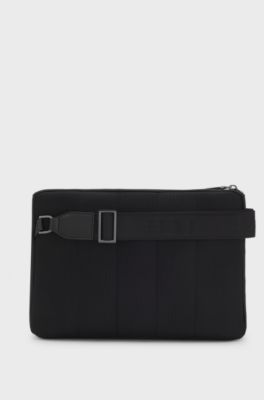 Structured twill shoulder bag with logo strap, Black