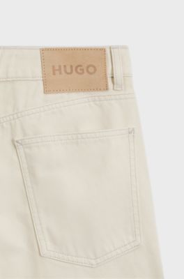 Barrel-fit jeans in coated ecru denim, Natural