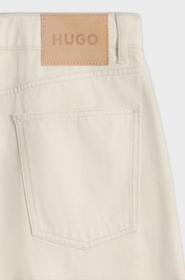 Barrel-fit jeans in coated ecru denim, Natural
