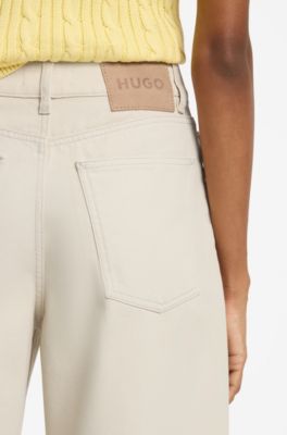 Barrel-fit jeans in coated ecru denim, Natural