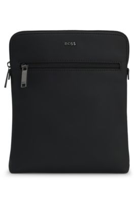 Faux-leather envelope bag, Black