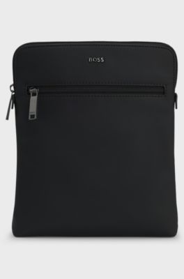 Faux-leather envelope bag, Black