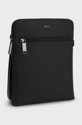 Faux-leather envelope bag, Black
