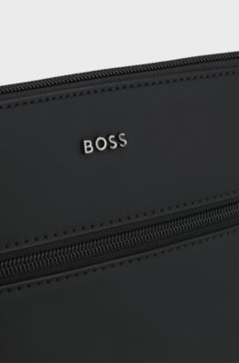 Faux-leather envelope bag, Black