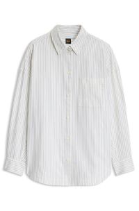 Cotton maxi blouse with oversized fit, White Patterned