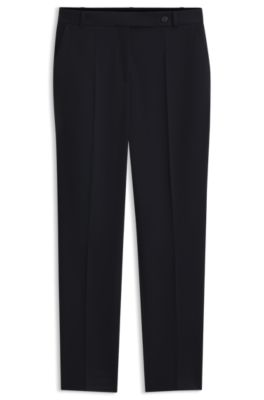 Relaxed-fit cropped trousers in performance fabric, Dark Blue