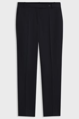 Relaxed-fit cropped trousers in performance fabric, Dark Blue