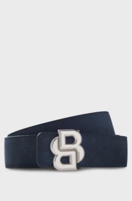 Reversible leather belt with Double B buckle, Dark Blue