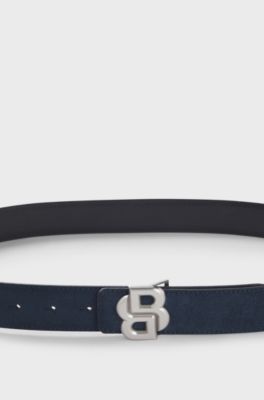 Reversible leather belt with Double B buckle, Dark Blue