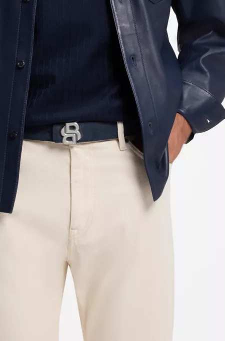 Reversible leather belt with Double B buckle