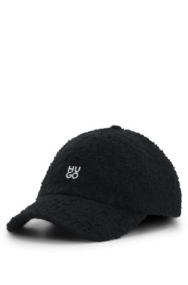 Wool-blend cap with a boucl&eacute; texture, Black