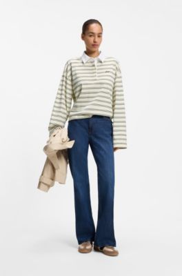 Loose-fit cotton sweatshirt with concealed closure, Patterned