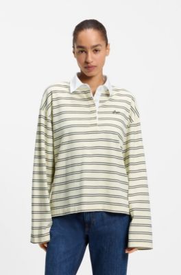 Loose-fit cotton sweatshirt with concealed closure, Patterned