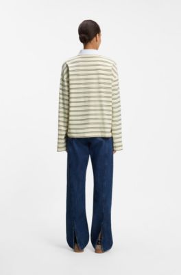 Loose-fit cotton sweatshirt with concealed closure, Patterned