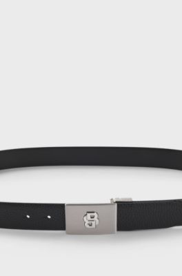 Leather belt with Double B monogram buckle, Black