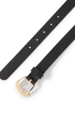 Hugo Italian-leather belt with angular gold-tone buckle klassiska skärp dam – bild 2