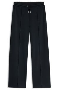 Wide-leg casual trousers in stretch fabric, Black