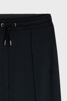 Wide-leg casual trousers in stretch fabric, Black