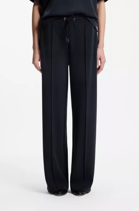 Wide-leg casual trousers in stretch fabric