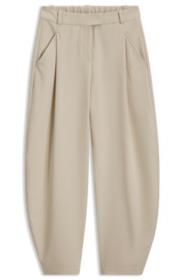 Pleat-front formal trousers in stretch fabric, Light Beige