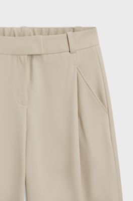 Pleated twill trousers, Light Beige