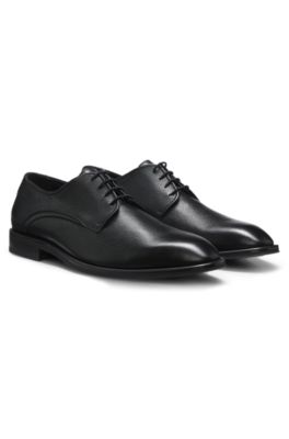 Grained leather lace-up shoes made in Italy, Black