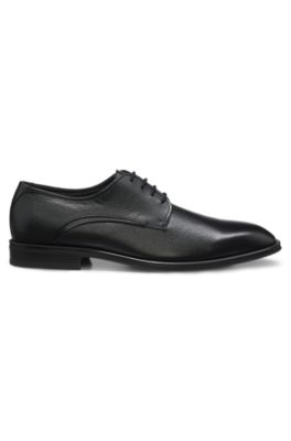 Grained leather lace-up shoes made in Italy, Black