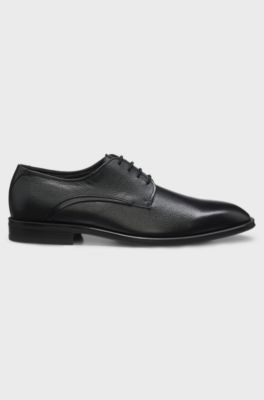 Grained leather lace-up shoes made in Italy, Black