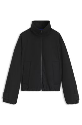 Oversized casual jacket with logo cuff tabs, Black