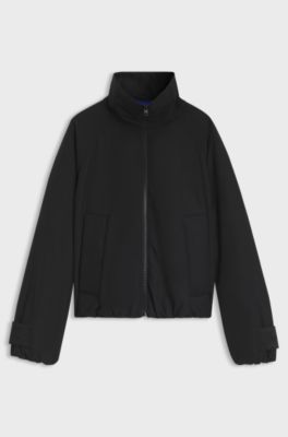 Oversized casual jacket with logo cuff tabs, Black
