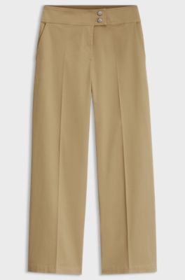 Stretch-cotton trousers, Beige