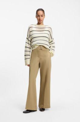 Stretch-cotton trousers, Beige