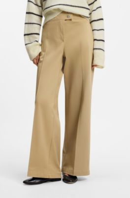 Stretch-cotton trousers, Beige