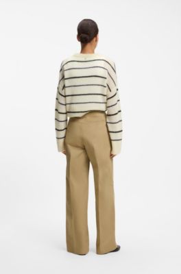 Stretch-cotton trousers, Beige