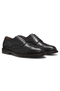 BOSS BY BECKHAM nappa-leather Derby shoes with brogueing, Dark Brown