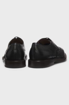 BOSS BY BECKHAM nappa-leather Derby shoes with brogueing, Dark Brown