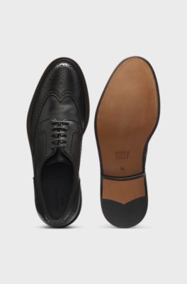 BOSS BY BECKHAM nappa-leather Derby shoes with brogueing, Dark Brown