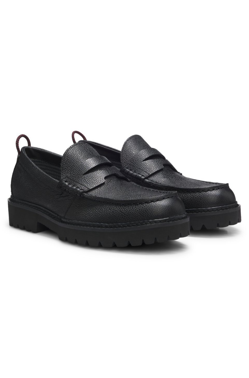 Lug-sole loafers in grained leather