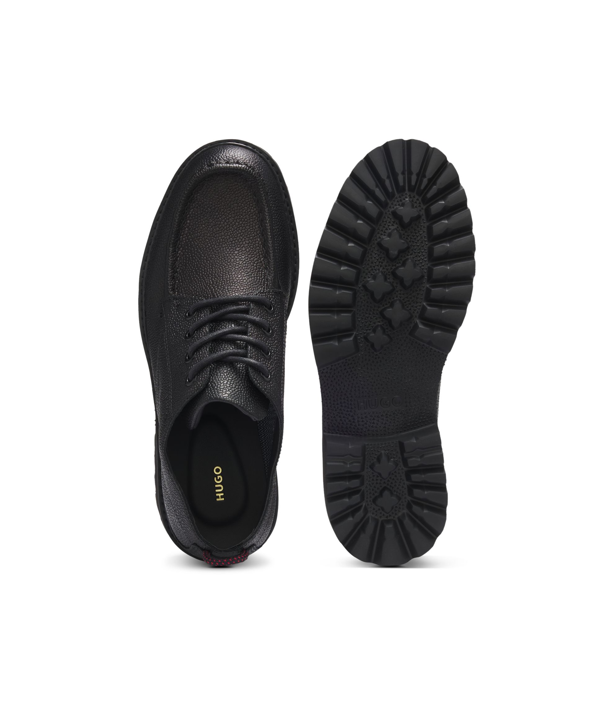 Hugo Boss Black Derby Shoe Mens 40 7 Yellow Stripe Pebble Leather Lug Sole Italy hbna50536535_001_220?wid=1980&  main image 2