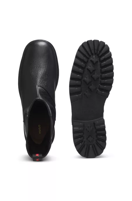 Bottines Chelsea en cuir à bout carré et à semelle crantée