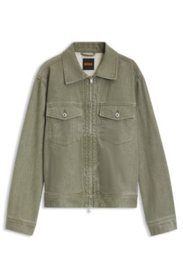 Zip-up denim jacket, Light Green