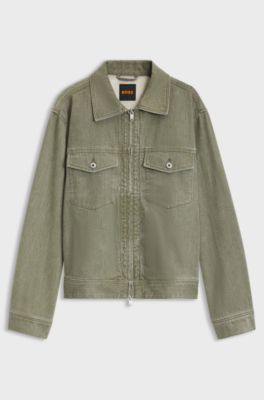 Zip-up denim jacket, Light Green