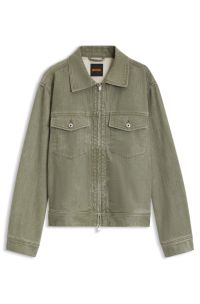 Zip-up denim jacket, Light Green