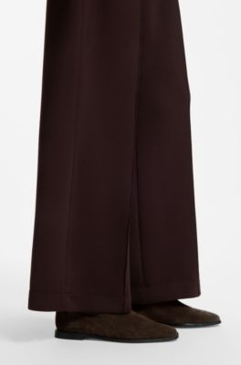 Knee-high boots in suede with Double B monogram, Dark Brown