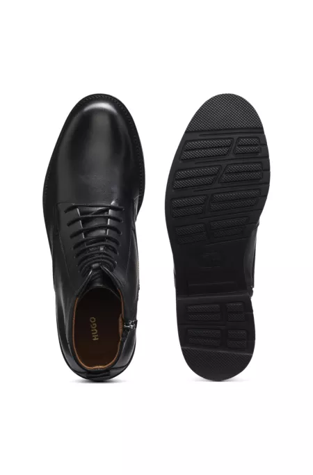 Bottines à lacets en cuir avec fermeture éclair latérale