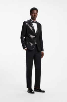 Patent-leather slip-on loafers with embossed logo, Black