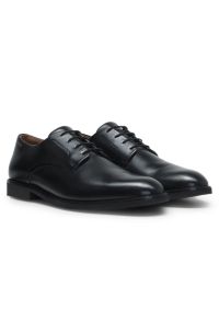 Derby shoes in smooth leather with embossed logo, Black