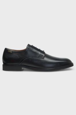 Derby shoes in smooth leather with embossed logo, Black