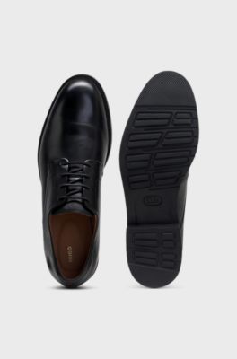 Scarpe Derby in pelle liscia con logo in rilievo, Nero